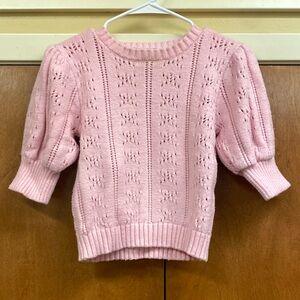 Pink Forever 21 Puff Sleeve crop sweater top